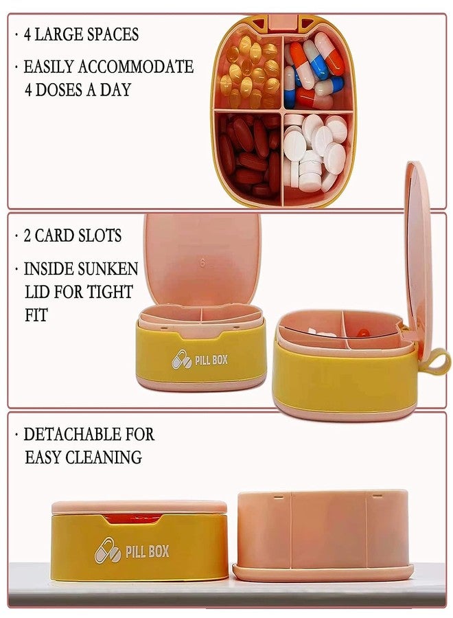 Hidak Pill Case Portable Pill Box for Purse or Pocket, Daily Pill Container Small Pill Organizer with 4 Compartments for Outdoor Camping Traveling (Multi Color) - Image 2